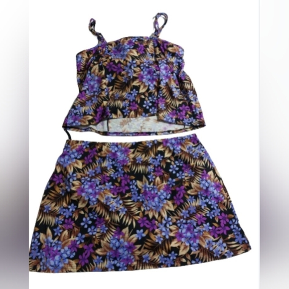 It Figures 2 Piece Floral Swimsuit Top and Skirt Size 20W - Picture 2 of 12